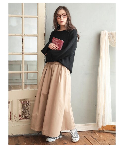 earth music&ecology（アースミュージックアンドエコロジー）の「・ソフトツイルボリュームスカート（スカート・ベージュ/カーキ/ネイビー・F）」の2枚目の写真