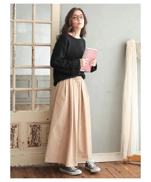 earth music&ecology（アースミュージックアンドエコロジー）の「・ソフトツイルボリュームスカート（スカート・ベージュ/カーキ/ネイビー・F）」の3枚目の写真