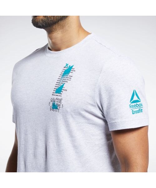 Reebok（リーボック）の「リーボック CrossFit ゲット アウト イン フロント Tシャツ / Reebok CrossFit Get Out in Front Tee（トップス・ライトグレイヘザー(FK4329)/ブラック(FK4330)・XS/S/M/L）」の6枚目の写真