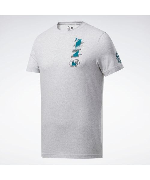 Reebok（リーボック）の「リーボック CrossFit ゲット アウト イン フロント Tシャツ / Reebok CrossFit Get Out in Front Tee（トップス・ライトグレイヘザー(FK4329)/ブラック(FK4330)・XS/S/M/L）」の4枚目の写真