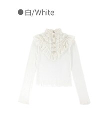 Bobon21 | 華やかレースフリルコットントップス-全2色-(Tシャツ/カットソー)
