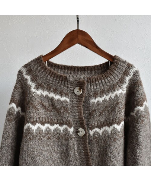 Lavish Gate（ラヴィッシュゲート）の「knit-02083　ウール混 ノルディック ニット カーディガン　モカ（ニット/セーター・レディース・その他）」の11枚目の写真