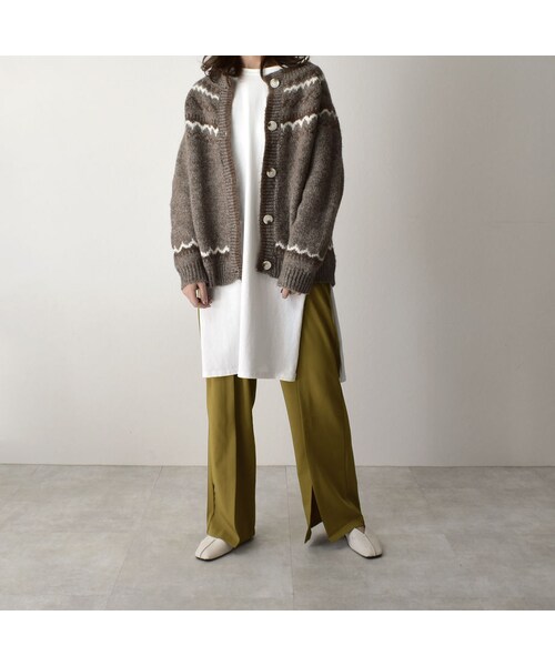 Lavish Gate（ラヴィッシュゲート）の「knit-02083　ウール混 ノルディック ニット カーディガン　モカ（ニット/セーター・レディース・その他）」の5枚目の写真