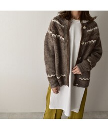 Lavish Gate | １月下旬入荷分　予約販売　knit-02083　ウール混 ノルディック ニット カーディガン　モカ(ニット/セーター)