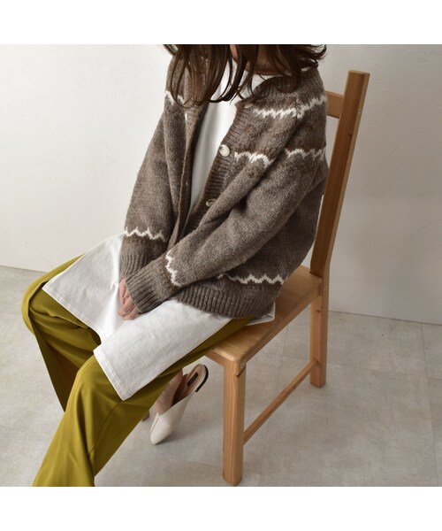 Lavish Gate（ラヴィッシュゲート）の「knit-02083　ウール混 ノルディック ニット カーディガン　モカ（ニット/セーター・レディース・その他）」の8枚目の写真