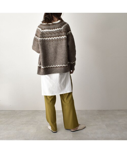 Lavish Gate（ラヴィッシュゲート）の「knit-02083　ウール混 ノルディック ニット カーディガン　モカ（ニット/セーター・レディース・その他）」の6枚目の写真