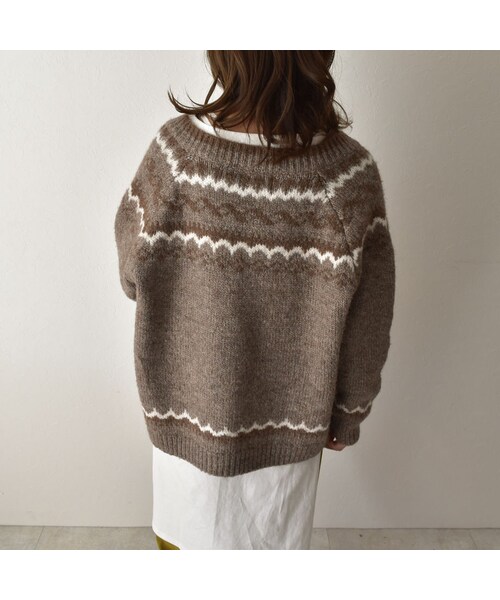 Lavish Gate（ラヴィッシュゲート）の「knit-02083　ウール混 ノルディック ニット カーディガン　モカ（ニット/セーター・レディース・その他）」の3枚目の写真