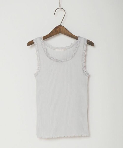 Crisp（クリスプ）の「レースリブタンク[c1ak2640]（タンクトップ・レディース・ベージュ/ブラウン/グレー/アイボリー・FREE）」の3枚目の写真