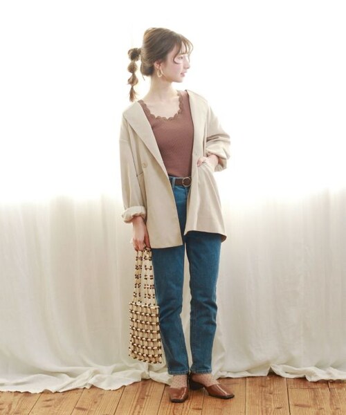 Crisp（クリスプ）の「レースリブタンク[c1ak2640]（タンクトップ・レディース・ベージュ/ブラウン/グレー/アイボリー・FREE）」の6枚目の写真