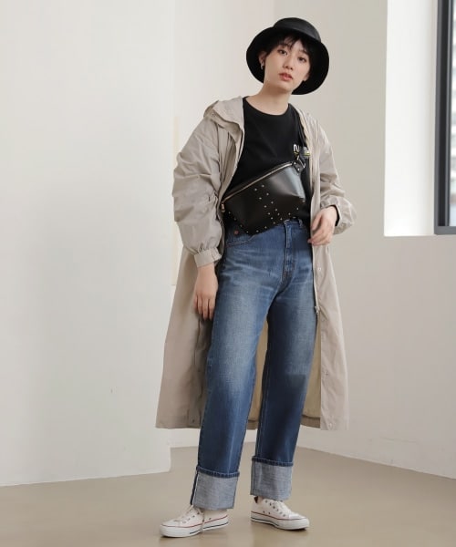 PAGEBOY（ページボーイ）の「ロングフーデッドコート（ジャケット/アウター・レディース・ブラック/グレージュ・F）」の6枚目の写真