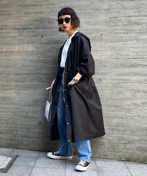 PAGEBOY（ページボーイ）の「ロングフーデッドコート（ジャケット/アウター・レディース・ブラック/グレージュ・F）」の4枚目の写真