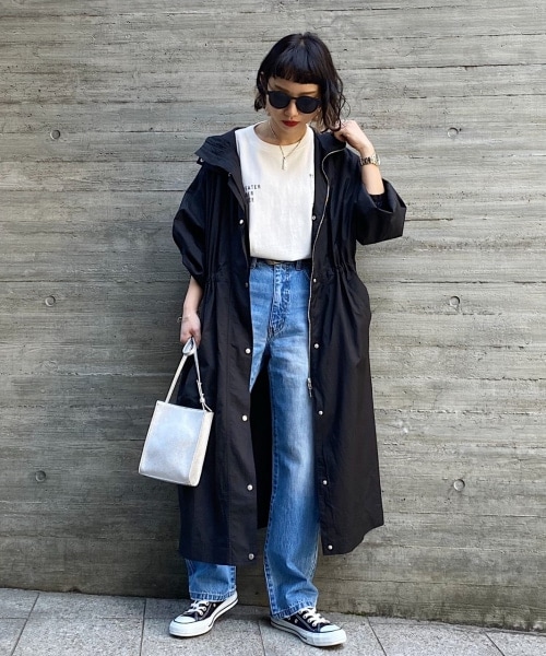 PAGEBOY（ページボーイ）の「ロングフーデッドコート（ジャケット/アウター・レディース・ブラック/グレージュ・F）」の5枚目の写真