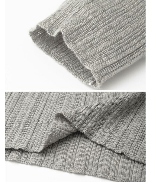 Re:EDIT（リエディ）の「レイヤード風肩開きリブトップス（トップス・レディース・ブラック/グレー・M）」の11枚目の写真