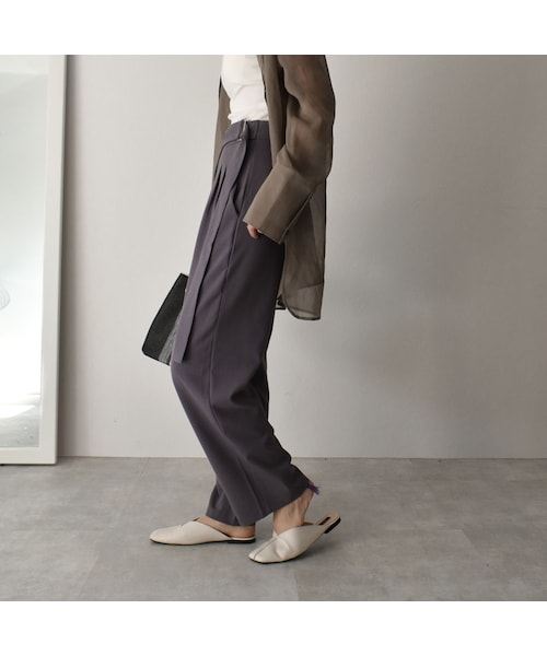 Lavish Gate(ラヴィッシュゲート)の「bottoms-02052 ベルトデザイン ハイウエスト タック ワイドパンツ ベージュ ダスティパープル ブラック(その他パンツ・レディース・その他)」の4枚目の写真