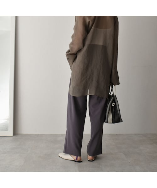 Lavish Gate(ラヴィッシュゲート)の「bottoms-02052 ベルトデザイン ハイウエスト タック ワイドパンツ ベージュ ダスティパープル ブラック(その他パンツ・レディース・その他)」の5枚目の写真