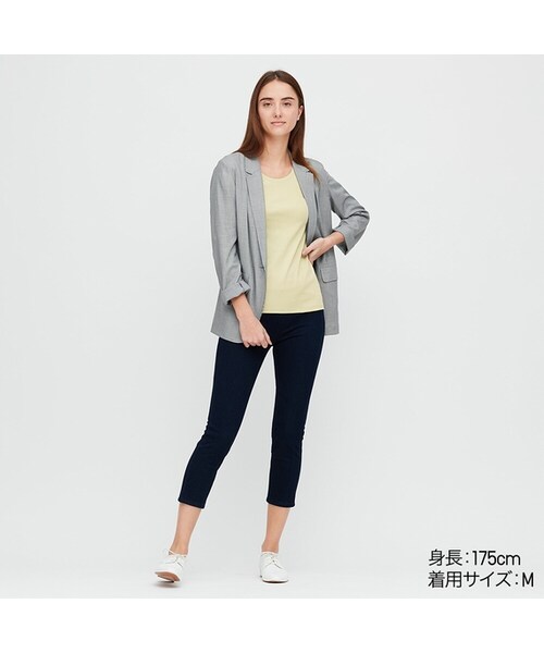 UNIQLO（ユニクロ）の「コットンフライスクルーネックT（7分袖）（Tシャツ/カットソー・レディース・BLACK 09/PINK 10/ORANGE 23/GRAY 03/BLUE 64/PINK 11/WHITE 00/NAVY 69/LIGHT GREEN 50・L/3XL/M/XS/XXL/S/XL）」の4枚目の写真