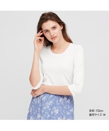 UNIQLO | コットンフライスクルーネックT（7分袖）(Tシャツ/カットソー)
