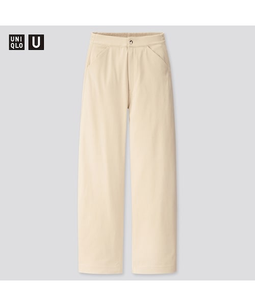 UNIQLO（ユニクロ）の「ワイドフィットカーブツイルジャージーパンツ（丈長め76cm）（その他パンツ・レディース・ORANGE 22/BLACK 09/OLIVE 56/NATURAL 30・XS/L/S/M/XXL/3XL/XL）」の3枚目の写真