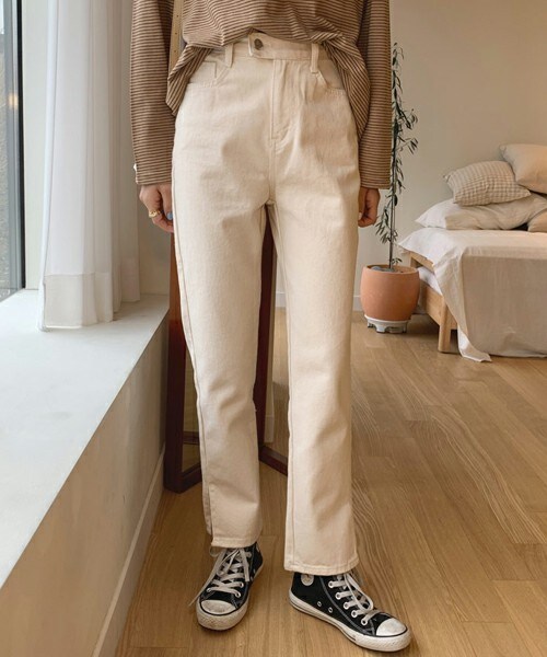 DHOLIC(ディーホリック)の「スリットコットンパンツ(その他パンツ・レディース・ベージュ/ブラック/ホワイト・S/M/L)」の1枚目の写真