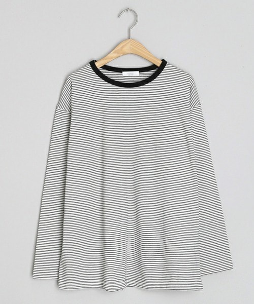 DHOLIC（ディーホリック）の「ボーダーTシャツ（Tシャツ/カットソー・レディース・ベージュ/ホワイト/ブルー/ブラック・FREE）」の2枚目の写真