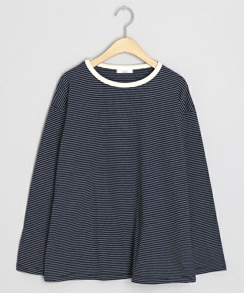 DHOLIC（ディーホリック）の「ボーダーTシャツ（Tシャツ/カットソー・レディース・ベージュ/ホワイト/ブルー/ブラック・FREE）」の4枚目の写真