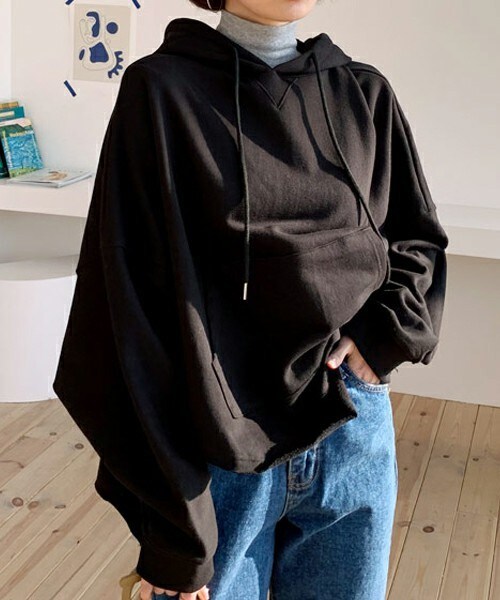 DHOLIC（ディーホリック）の「アンバランスフーディ（その他トップス・レディース・グレー/ホワイト/ブラック・FREE）」の3枚目の写真