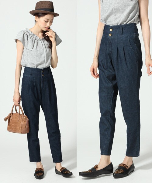 LOWRYS FARM（ローリーズファーム）の「タックハイウエストパンツ（パンツ・レディース・オフ/ブラック/ネイビー/デニム・Ｍ/Ｌ）」の4枚目の写真