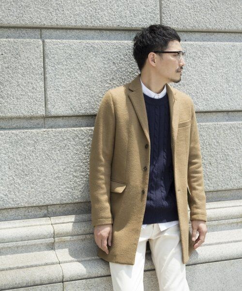 GLOBAL WORK（グローバルワーク）の「【WEB先行予約】ウールチェスターコート（ジャケット/アウター・メンズ・グレー15/ツイード18/キャメル52/ネイビー88・Ｓ/Ｍ/Ｌ/ＸＬ）」の3枚目の写真