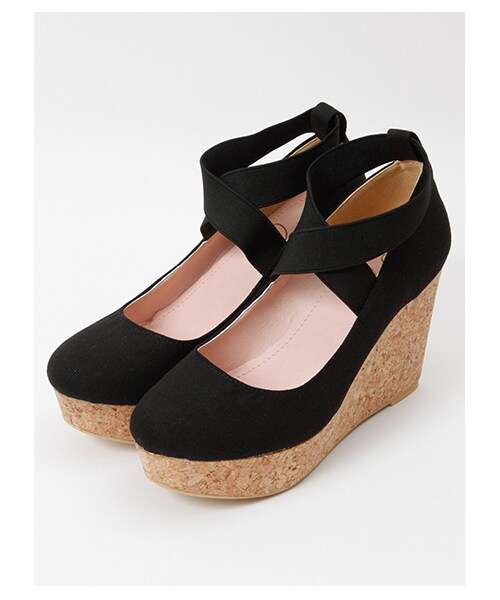 E hyphen world gallery Bon Bon（イーハイフンワールドギャラリーボンボン）の「【Special Price】Ballerina Wedge Shoes（パンプス・レディース・ブラック/サックスブルー/ピンクベージュ・S/M/L）」の4枚目の写真