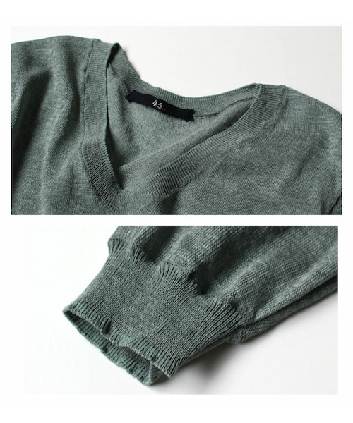 5169【美品】45R ギマニットセーター コットン ニット 擬麻加工 冷房対策 5169【美品】45R ギマニットセーター コットン ニット 擬麻加工