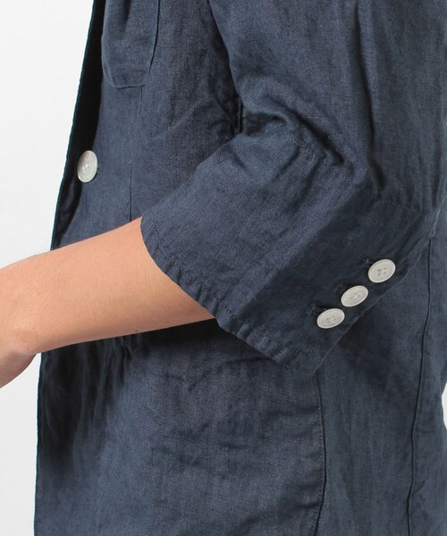 MORGAN HOMME（モルガンオム）の「リネンセブンJK（983J41）（ジャケット/アウター・メンズ・ホワイト/ネイビー・S/M/L）」の6枚目の写真