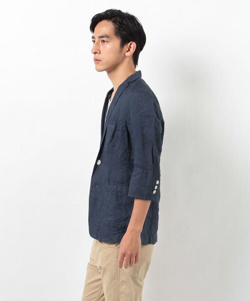 MORGAN HOMME（モルガンオム）の「リネンセブンJK（983J41）（ジャケット/アウター・メンズ・ホワイト/ネイビー・S/M/L）」の3枚目の写真