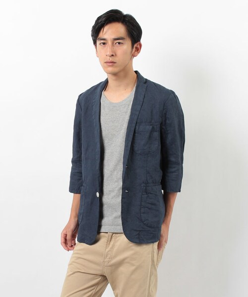 MORGAN HOMME（モルガンオム）の「リネンセブンJK（983J41）（ジャケット/アウター・メンズ・ホワイト/ネイビー・S/M/L）」の7枚目の写真