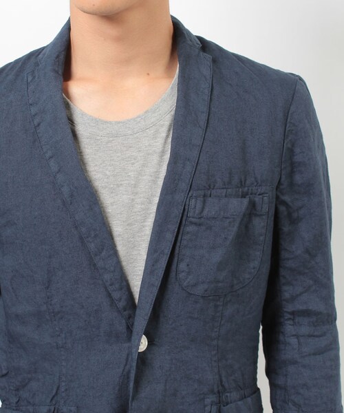 MORGAN HOMME（モルガンオム）の「リネンセブンJK（983J41）（ジャケット/アウター・メンズ・ホワイト/ネイビー・S/M/L）」の5枚目の写真