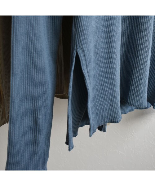 Lavish Gate（ラヴィッシュゲート）の「tops-04027　日本製　オールドコットリブ　バックツイスト プルオーバー　ダスティブルー　グリーンベージュ（Tシャツ/カットソー・レディース・その他）」の13枚目の写真