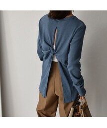 Lavish Gate | 2月上旬入荷分　予約販売　tops-04027　日本製　オールドコットリブ　バックツイスト プルオーバー　ダスティブルー　グリーンベージュ(Tシャツ/カットソー)