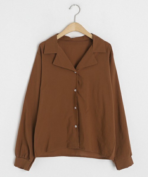 DHOLIC（ディーホリック）の「開襟ボタンブラウス（シャツ/ブラウス・レディース・ベージュ/ホワイト/グリーン/ブラック/ブラウン・FREE）」の4枚目の写真