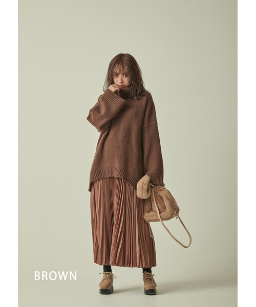 N WITH.（エヌウィズ）の「ビックシルエットタートルニットトップス（ニット/セーター・レディース・ホワイト/ブラック/ブラウン・F）」の3枚目の写真