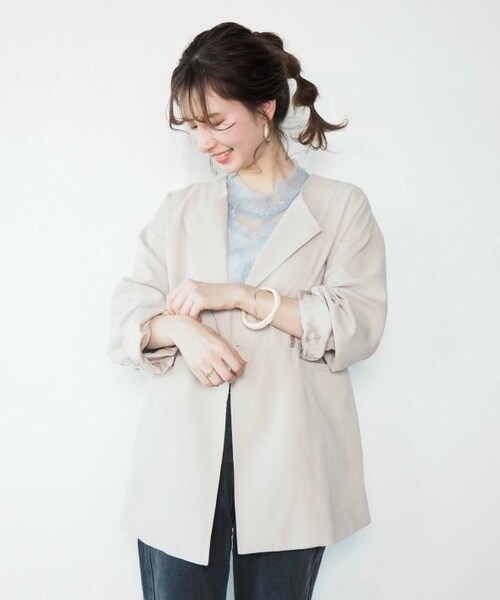 Crisp（クリスプ）の「チュールレースTシャツ[c1k2651]（シャツ/ブラウス・レディース・ブラウン/グレー/アイボリー・FREE）」の3枚目の写真