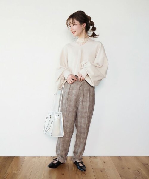 Crisp（クリスプ）の「チュールレースTシャツ[c1k2651]（シャツ/ブラウス・レディース・ブラウン/グレー/アイボリー・FREE）」の4枚目の写真