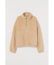 H&M | H&M - ハーフジップ ボアトップス - ベージュ(スウェット)
