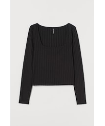 H&M | H&M - リブニットトップス - ブラック(ニット/セーター)