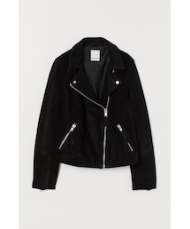 H&M | H&M - スエードバイカージャケット - ブラック(ライダースジャケット)