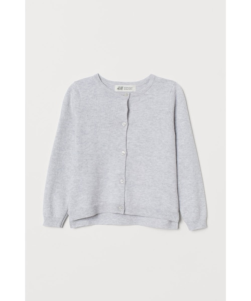 H&M(エイチ・アンド・エム)の「H&M - コットンファインニットカーディガン - グレー(カーディガン/ボレロ・キッズ・グレー・120/130/90/135/140/110/115/100/105)」の1枚目の写真
