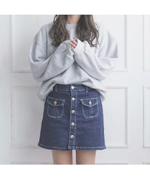 no brand | フロントボタンミニデニム(デニムスカート)