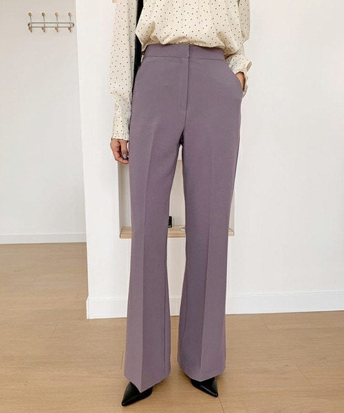 DHOLIC(ディーホリック)の「セミブーツカットスラックス(スラックス・レディース・パープル/ブラック・S/M)」の1枚目の写真