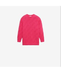 Balenciaga Allover Logo Crewneck in pink jacquard 3D knit