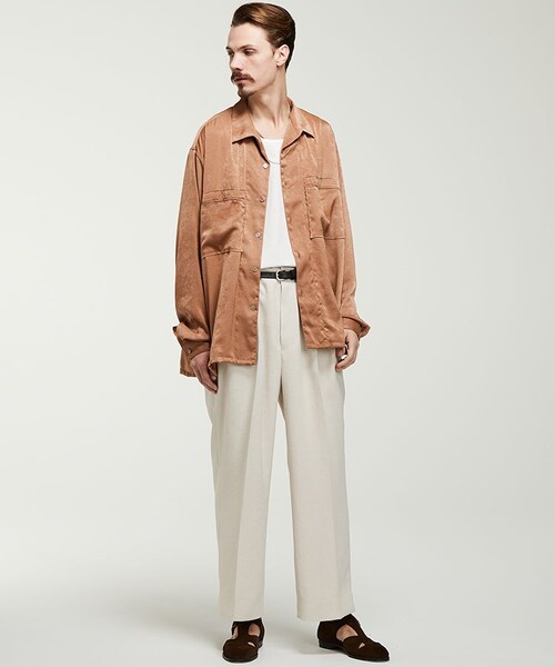 LIDNM（リドム）の「W POCKET OPEN COLLAR（シャツ/ブラウス・メンズ・ベージュ系・MEDIUM/LARGE）」の6枚目の写真