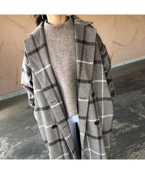 copine(コピン)の「ゆるっとオーバーサイズ!裾スリットチェック柄チェスターコート(チェスターコート・レディース・その他)」の6枚目の写真