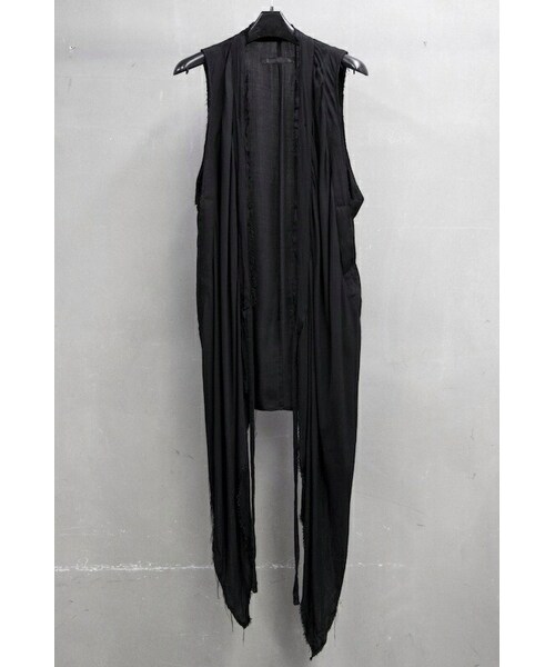 MA_JULIUS(エムエーユリウス)の「14S/S MA_JULIUS シャーリングベスト(カーディガン/ボレロ・メンズ・BLACK/PLASTER・1/2)」の1枚目の写真